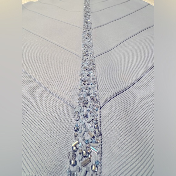 Herve Leger Blue Halter neck Beaded Dress - Picture 5 of 11